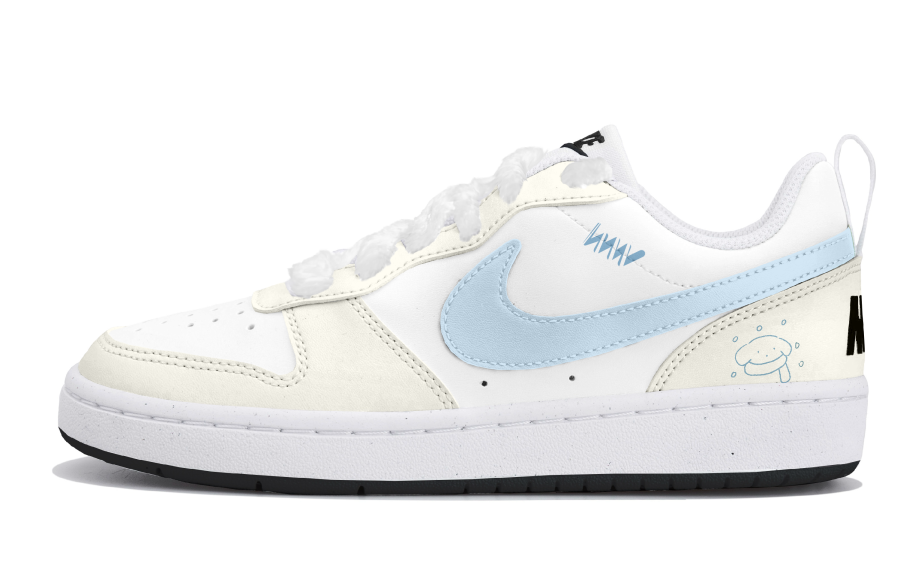 Nike Nike Court Borough Synthetic Leather Low top Kids' Skateboarding Shoes Beige Blue Teenagers