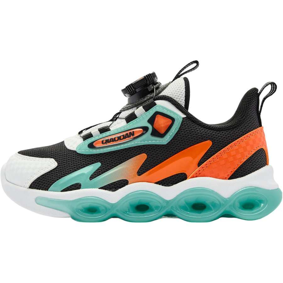 QIAODAN Slip Resistant Abrasion Resistant Low top Kids' Running Shoes Black/Hatsune Miku Green