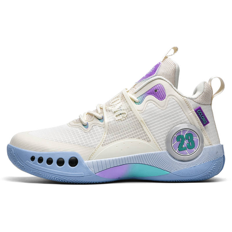 KUDING Synthetic Leather, Mesh Slip Resistant, Abrasion Resistant, Breathable High top Children's Basketball Shoes
