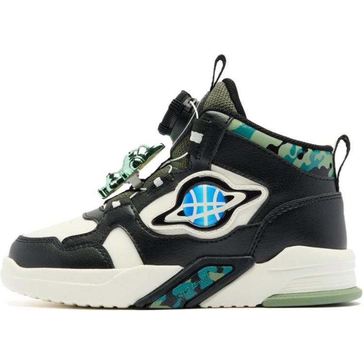 QIAODAN Anti-Slip Wear-Resistant Mid-Top Kids' Skateboarding Shoes Black Beige Green Children Aged 3-7 Years Old