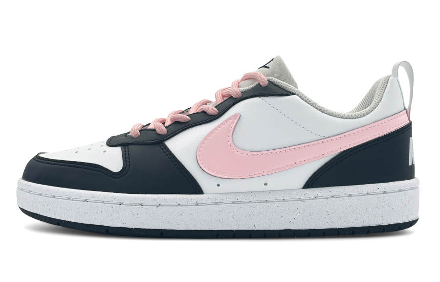 Nike Nike Court Borough LOW RECRAFT Slip Resistant Abrasion Resistant Low top Kids' Skateboarding Shoes Ink Black Rose Pink