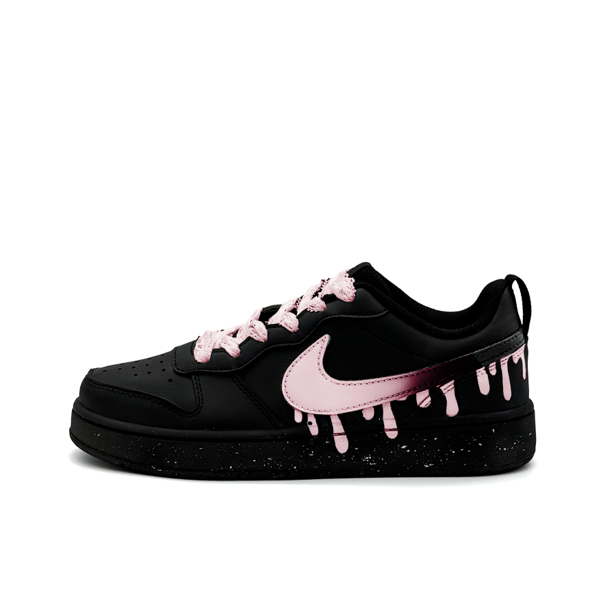 Nike Nike Court Borough Flowing Pink Leather Slip Resistant Low top Kids' Skateboarding Shoes Black Pink Teenagers