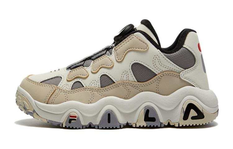 FILA KIDS Comfortable Abrasion Resistant Breathable Low top Children's Basketball Shoes Ecru Teenagers