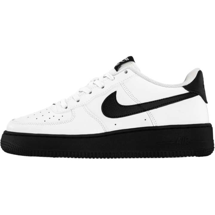 Nike Nike Air Force 1 Leather Slip Resistant Abrasion Resistant Low top Kids' Skateboarding Shoes Black White Teenagers