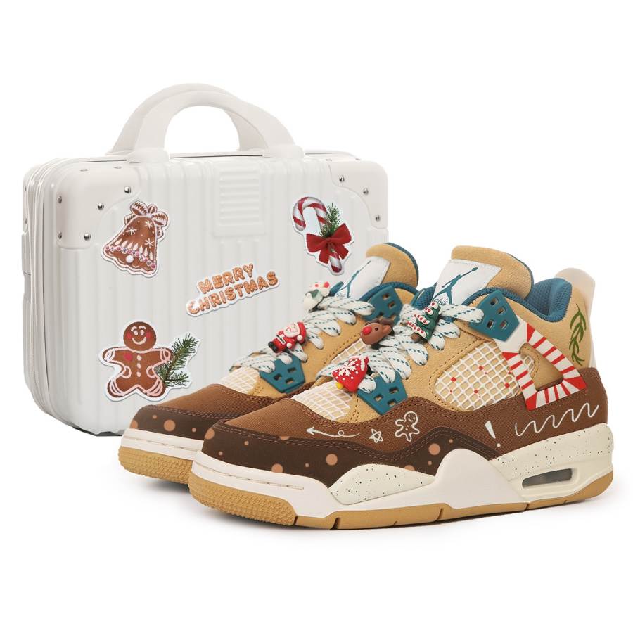 Jordan Jordan Air Jordan 4 Leather Abrasion Resistant Breathable High top Children's Basketball Shoes Dark Brown Teenagers