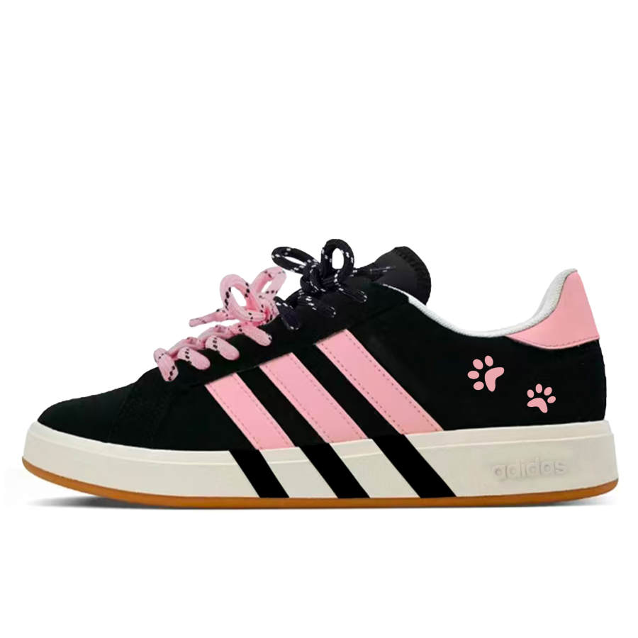Adidas Adidas Grand Court Base 00s Black Pink Sweet Cupcake Synthetic Leather, Split Cow Leather Abrasion Resistant Low top
