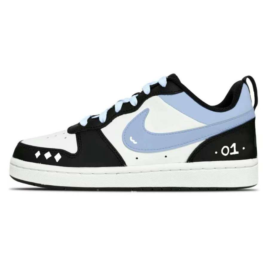 Nike Nike Court Borough Blue Star Synthetic Leather Slip Resistant Abrasion Resistant Kids' Skateboarding Shoes Blue Black