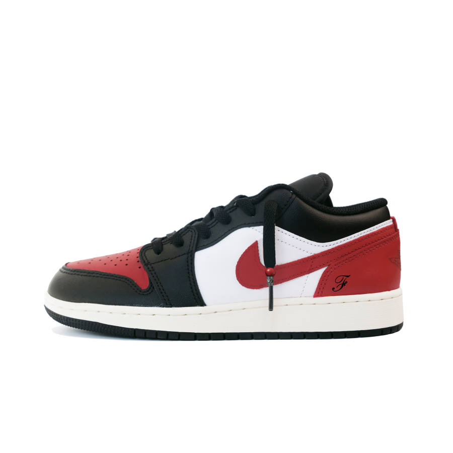 Jordan Jordan Air Jordan 1 Low Abrasion Resistant Abrasion Resistant Low top Children's Basketball Shoes Black Red Teenagers