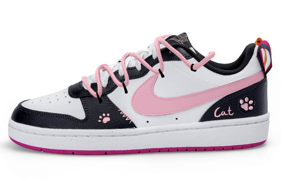Nike Nike Court Borough Low top Kids' Skateboarding Shoes White Black Pink Teenagers