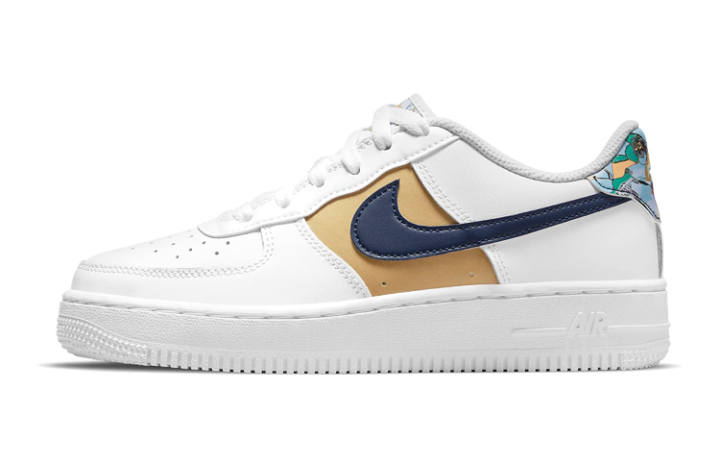 Nike Nike Air Force 1 Low '07 LV8 White Blue Void Metallic Gold GS