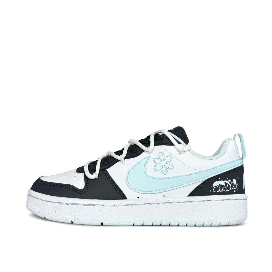 Nike Nike Court Borough Slip Resistant Abrasion Resistant Low top Kids' Skateboarding Shoes Black Cyan Teenagers