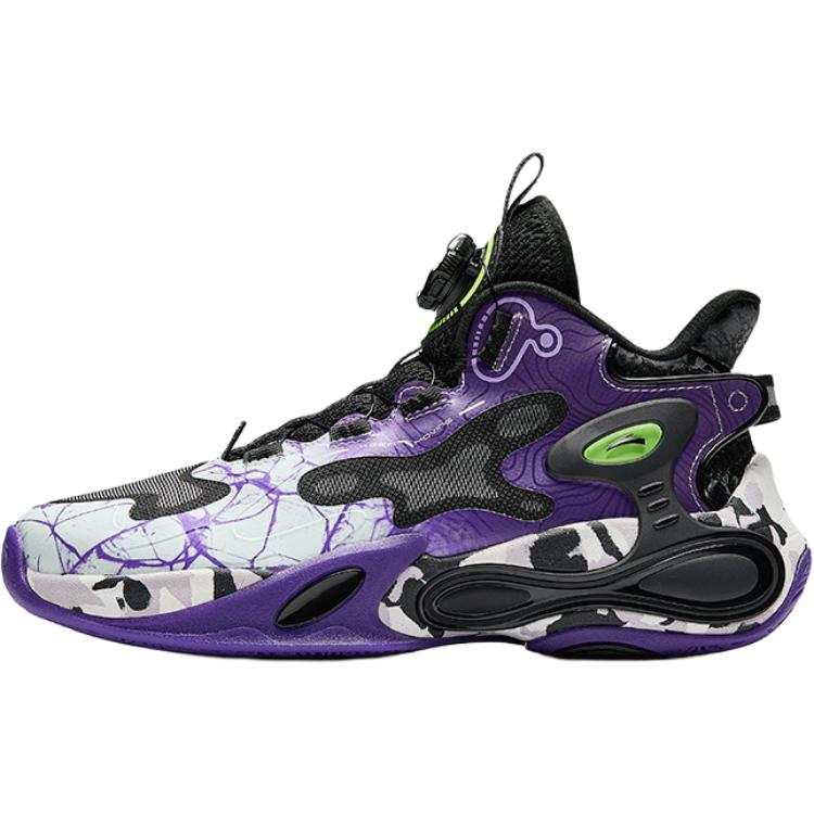 Antakids Thunderstorm Fabric High top Basketball Shoes White Purple Black Teenagers
