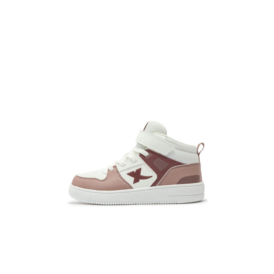 XTEP Synthetic Leather Fashion Slip Resistant Cushioning Mid top Kids' Skateboarding Shoes Red White Kids'