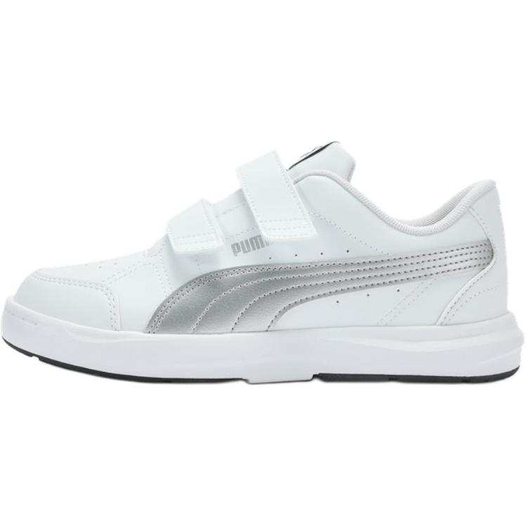 PUMA Evolve Court V Abrasion Resistant Breathable Low top Kids' Skateboarding Shoes White Silver Teenagers