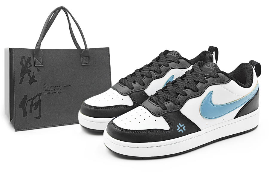 Nike Nike Court Borough Pasture Blue Leather Low top Kids' Skateboarding Shoes Black Blue Teenagers