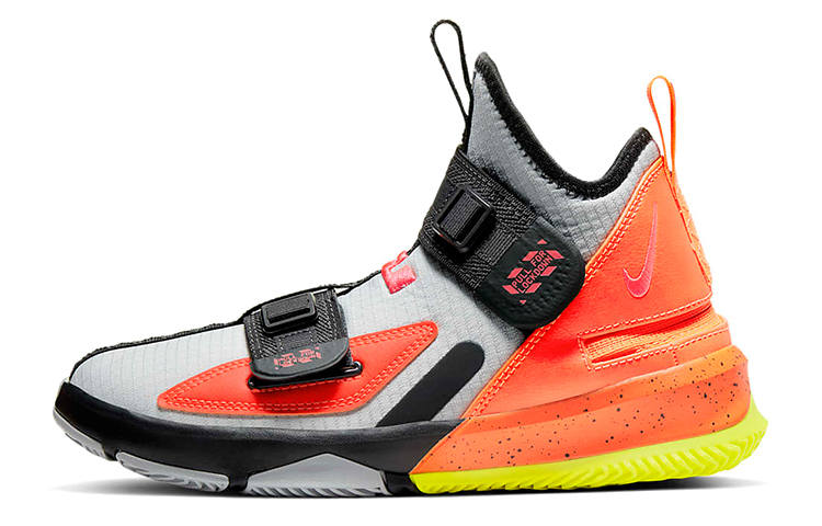 Nike Nike Zoom Soldier 13 Slip Resistant Abrasion Resistant Mid top Basketball Shoes Gray Black Orange Unisex