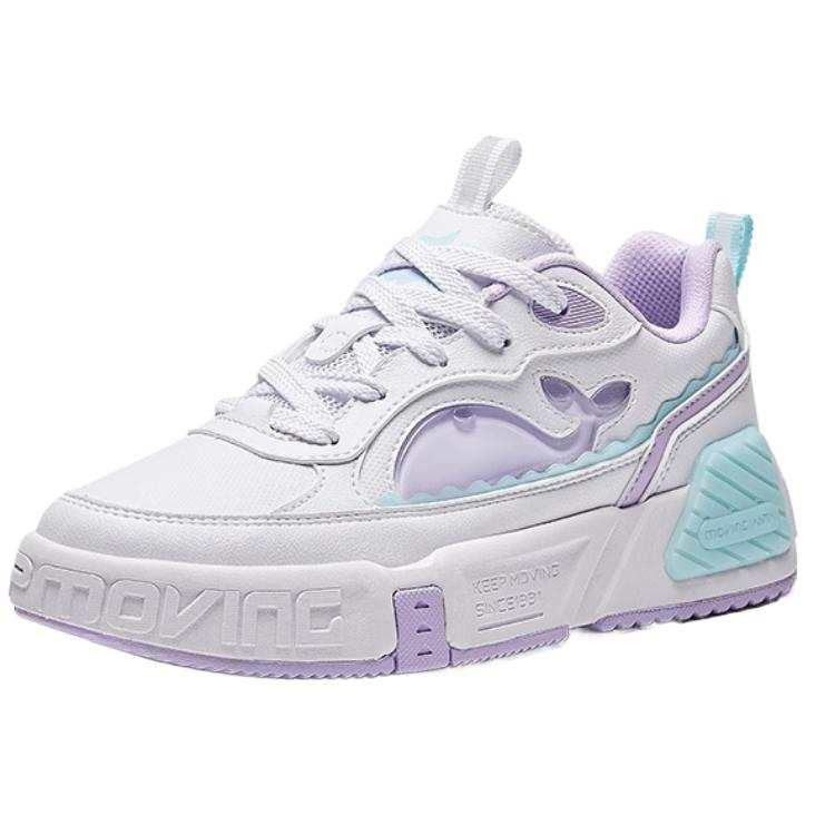 Antakids Synthetic Leather Low top Skateboard Shoes Anta White/Mist Purple/Mint Blue Teenagers