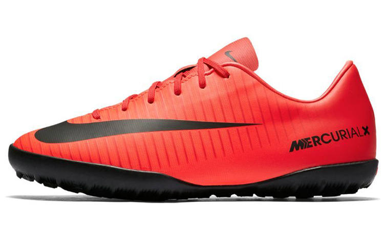 Nike Nike Jr Mercurialx Victory Vi TF Slip Resistant Abrasion Resistant Low top Kids' Soccer Shoes Red Black Kids'