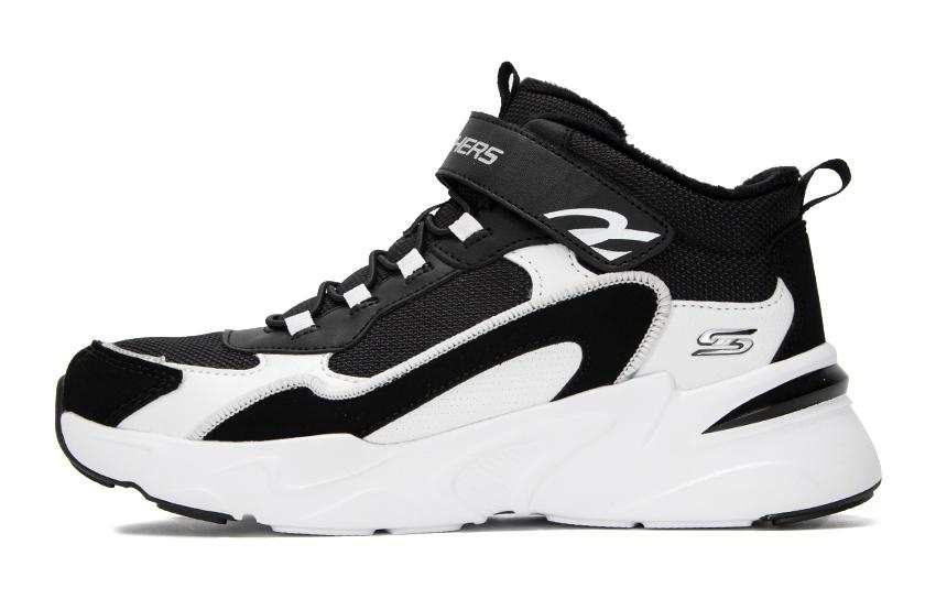 Skechers Fleece Lined Retro Sports Breathable Mid top Kids Lifestyle Shoes Black White Teenagers