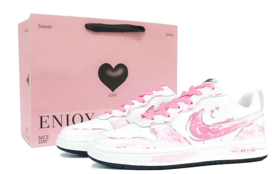 Nike Nike Court Borough Midsummer Love Story Synthetic Leather Low top Kids' Skateboarding Shoes Peach Teenagers