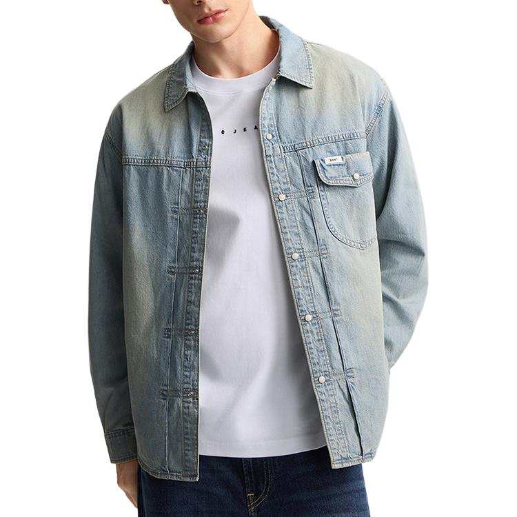 Lee Lee Shirts Men's Light Blue Lapel Moderate Denim