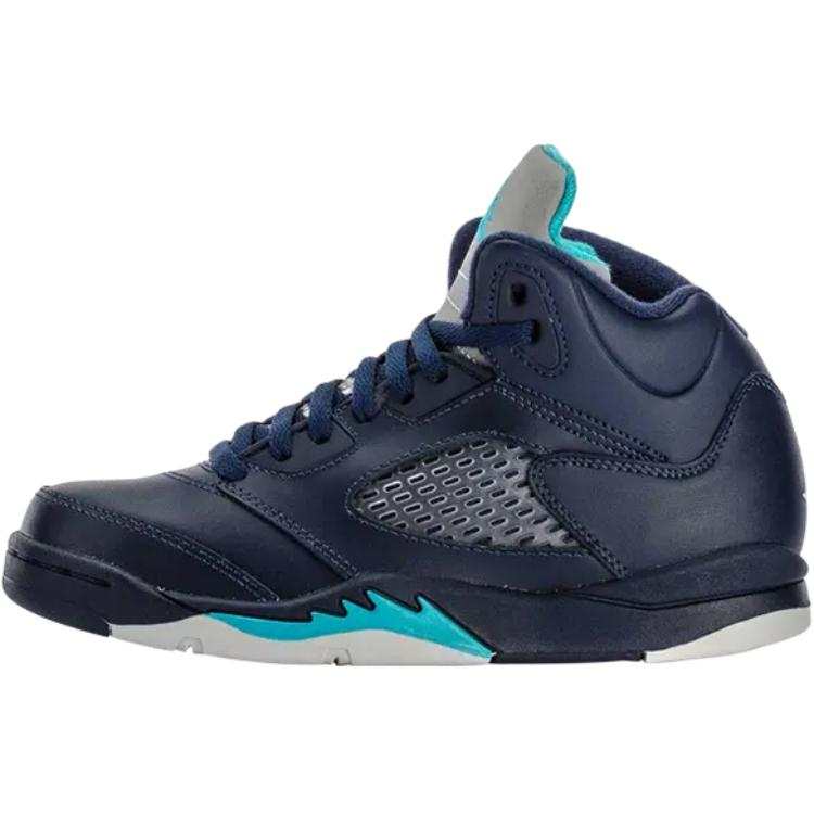 Jordan Jordan Air Jordan 5 Leather Mid top Children's Basketball Shoes Blue Teenagers