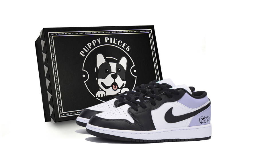 Jordan Jordan Air Jordan 1 Slip Resistant Low top Children's Basketball Shoes Black Purple Teenagers