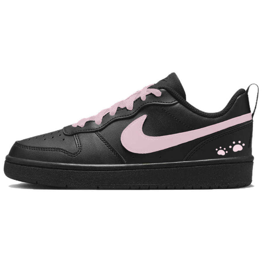 Nike Nike Court Borough Berry Synthetic Leather Slip Resistant Low top Kids' Skateboarding Shoes Black