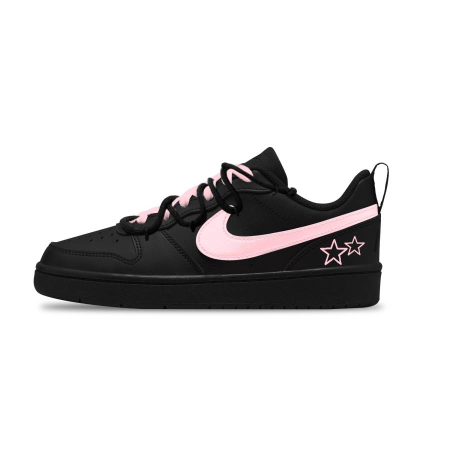 Nike Nike Court Borough Star Pink Leather Slip Resistant Abrasion Resistant Low top Kids' Skateboarding Shoes Black Pink