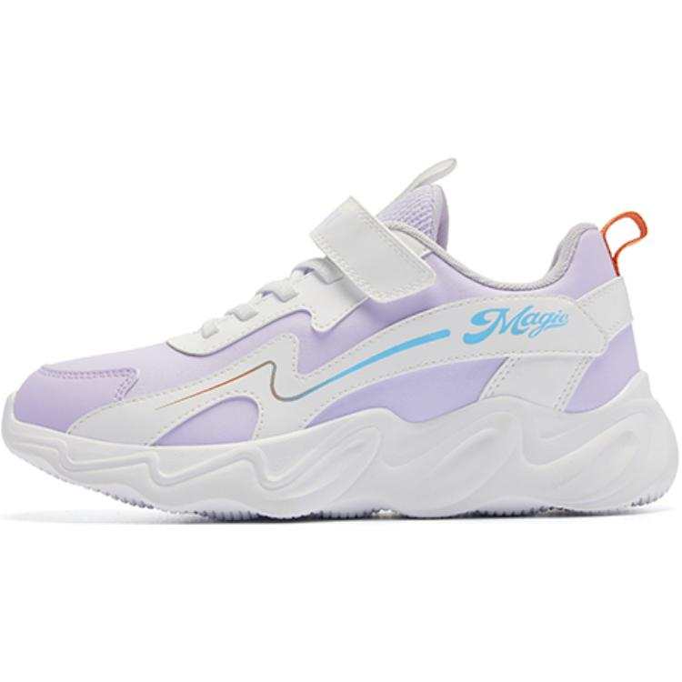 QIAODAN Synthetic Leather Low top Running Shoes White Purple Teenagers
