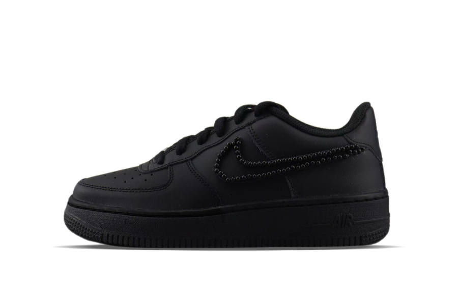 Nike Nike Air Force 1 Synthetic Leather Slip Resistant Abrasion Resistant Low top Kids' Skateboarding Shoes Black White