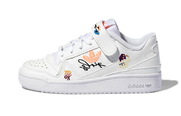 Adidas Originals FORUM Low C Comfortable Abrasion Resistant Low top Skateboard Shoes White Children Aged 3 7 Years Old