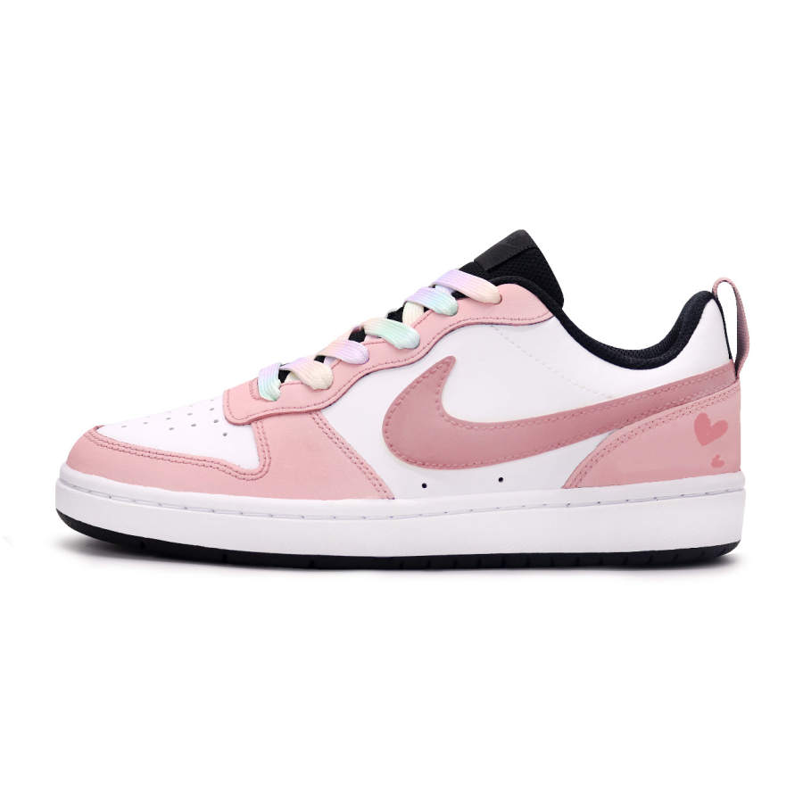 Nike Nike Court Borough Mystic Pink Beauty Leather Abrasion Resistant Low top Kids' Skateboarding Shoes Pink White Teenagers