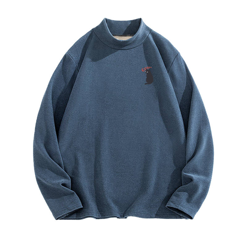 Tonlion T Shirts Unisex Half Turtleneck Thickened Straight Fit