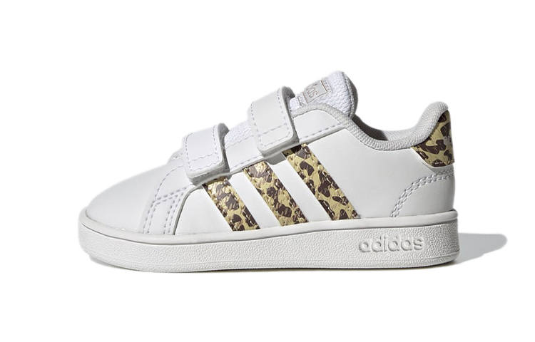 Adidas Neo GRAND COURT Abrasion Resistant Low top Skateboard Shoes White Gold Infant And Toddler