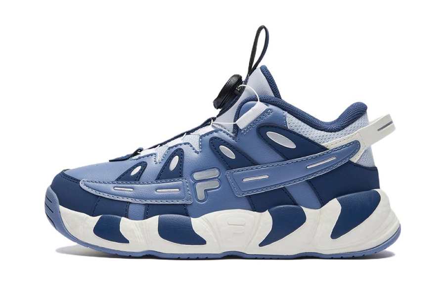 FILA KIDS Abrasion Resistant Breathable Abrasion Resistant Breathable Low top Children's Basketball Shoes Blue White