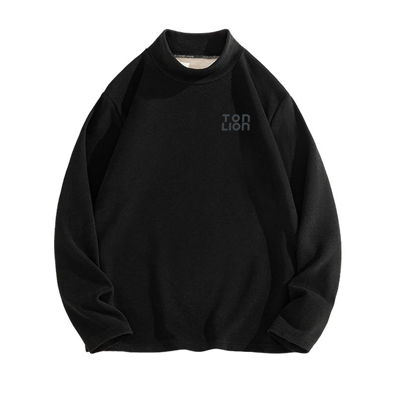 Tonlion T Shirts Unisex Half Turtleneck Thickened Straight Fit