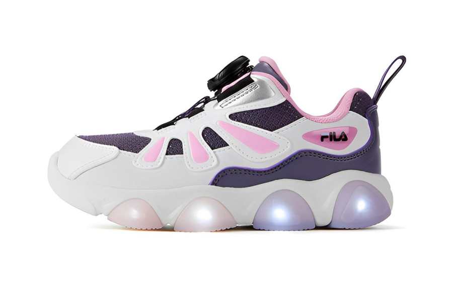 FILA KIDS Slip Resistant Abrasion Resistant Sports Casual Shoes White Purple Children Aged 3 7 Years Old