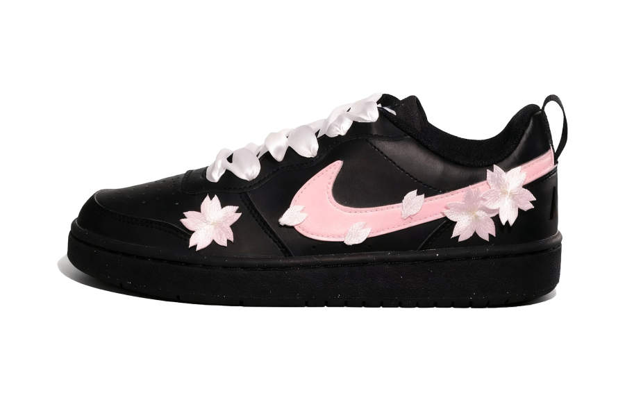 Nike Nike Court Borough First Sakura Whisper Leather Slip Resistant Low top Kids' Skateboarding Shoes Black Teenagers