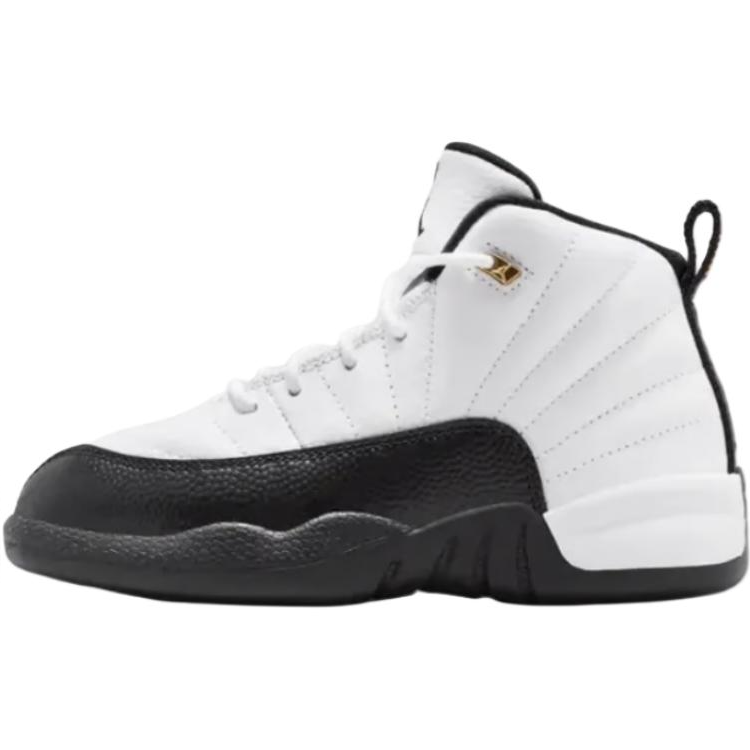 Jordan Jordan Air Jordan 12 Low top Children's Basketball Shoes White Black Children Aged 3 7 Years Old