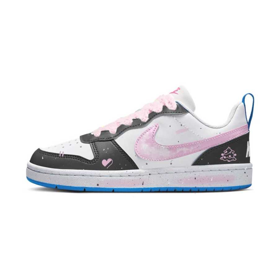 Nike Nike Court Borough Synthetic Leather Slip Resistant Abrasion Resistant Low top Kids' Skateboarding Shoes Pink Black