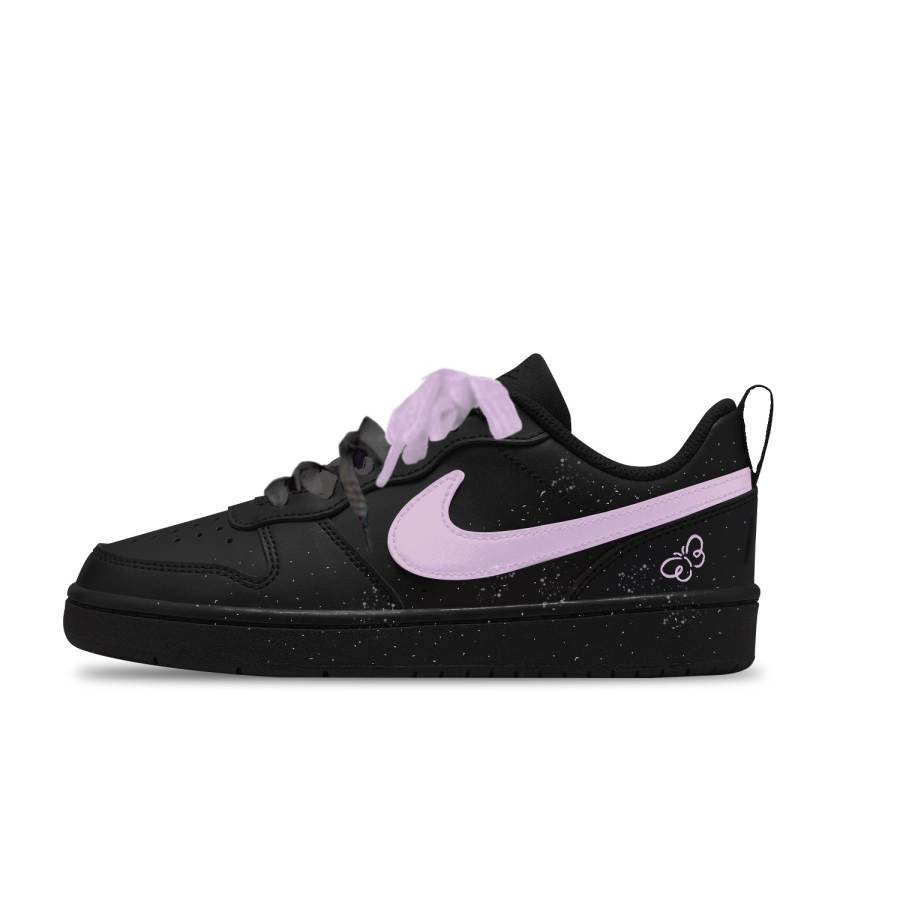 Nike Nike Court Borough Purple Butterfly Slip Resistant Abrasion Resistant Low top Kids' Skateboarding Shoes Black Unisex