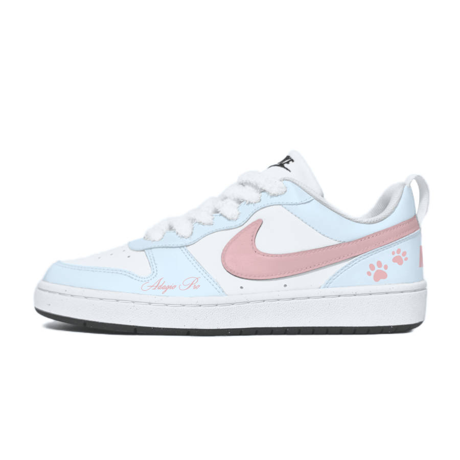 Nike Nike Court Borough Cushioning Abrasion Resistant Breathable Low top Kids' Skateboarding Shoes Pink Blue Teenagers
