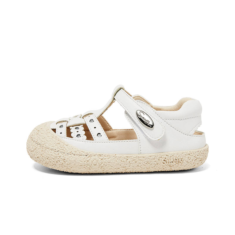 Snoffy Slip Resistant Abrasion Resistant Low top Children's Sandals Cream White Children Aged 3 7 Years Old
