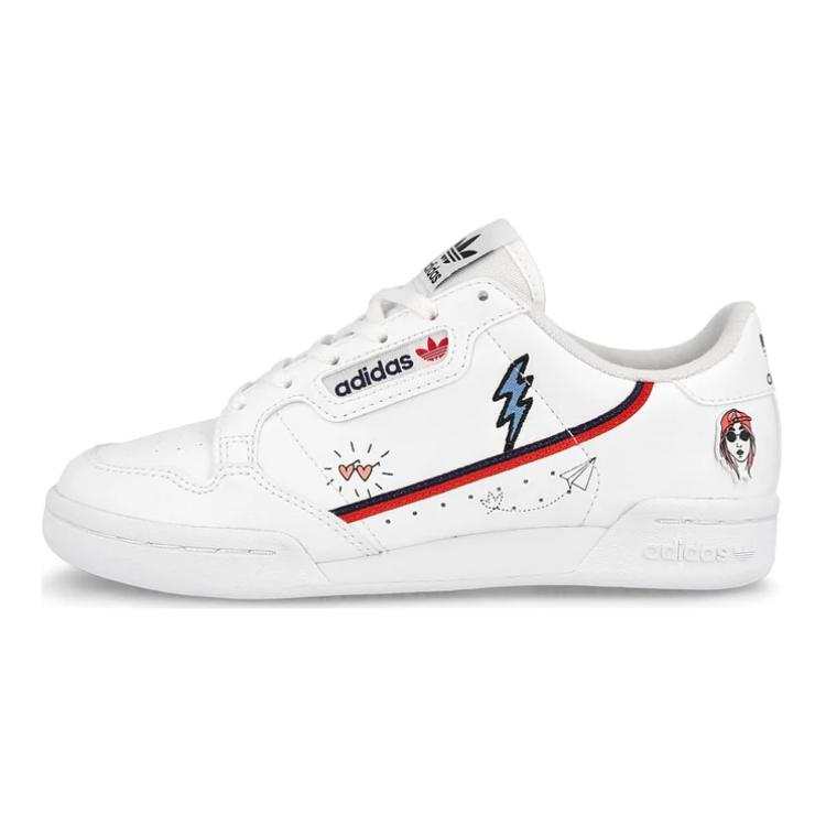 Adidas Originals Continental 80 J Slip Resistant Low top Kids' Skateboarding Shoes White Blue Red Teenagers