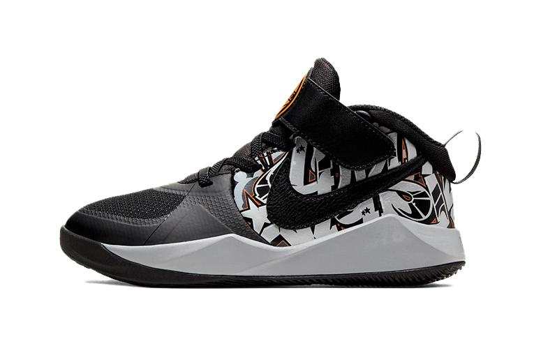 Nike Nike Team Hustle D 9 Slip Resistant Abrasion Resistant Low top Children's Basketball Shoes Black Gray Kids'