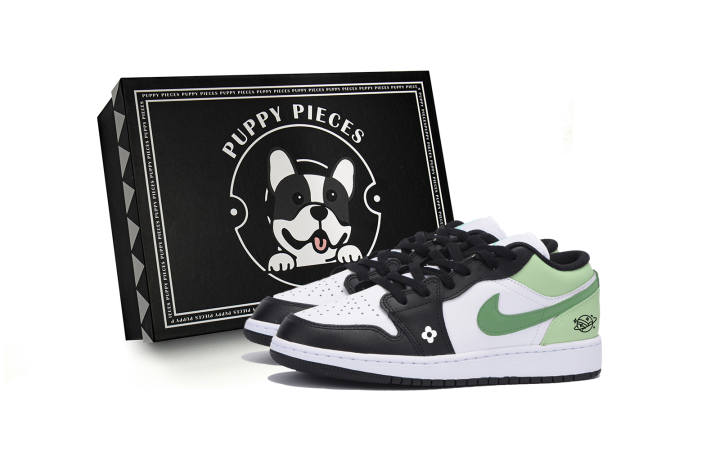 Jordan Jordan Air Jordan 1 Leather Low top Kids' Skateboarding Shoes White Green Teenagers