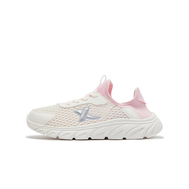 XTEP Synthetic Leather, Textile Slip Resistant Abrasion Resistant Low top Running Shoes Sail White Peach Blossom Pink