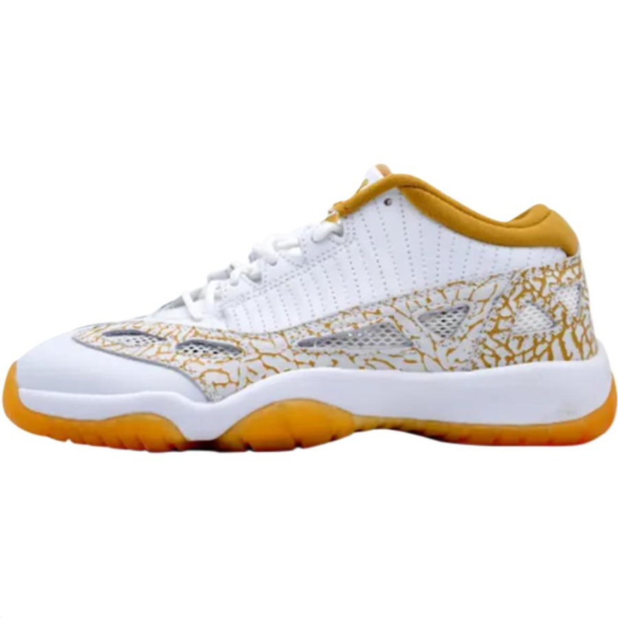 Jordan Jordan Air Jordan 11 Retro Abrasion Resistant Low top Children's Basketball Shoes White Yellow Teenagers