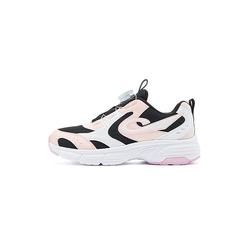 QIAODAN Synthetic Leather, Textile Breathable And Slip Resistant Low top Kids Lifestyle Shoes Black/Cloud Pink Kids'